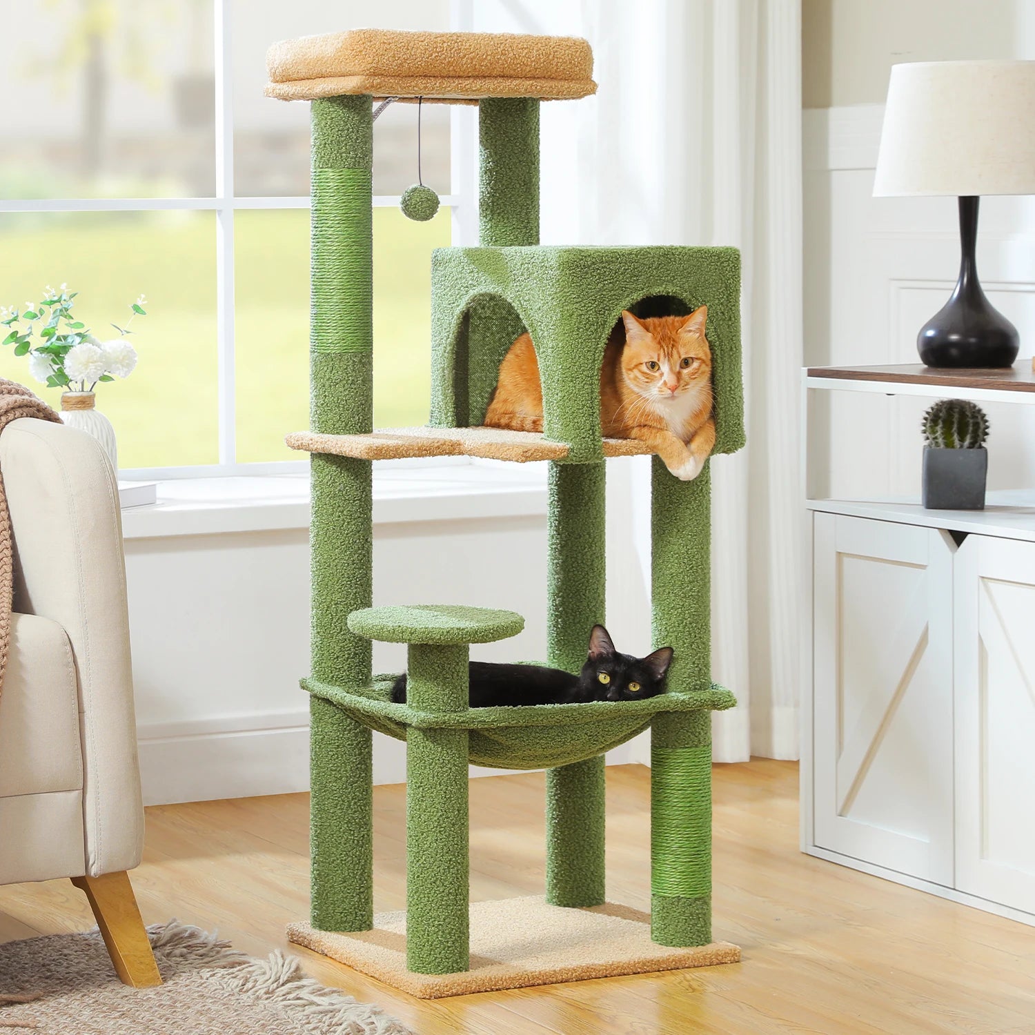Purrfect Paws Multi-Level Cat Tree with Cozy Condo, Big Hammock & Sisal Scratching Posts for Happy Indoor Kittens
