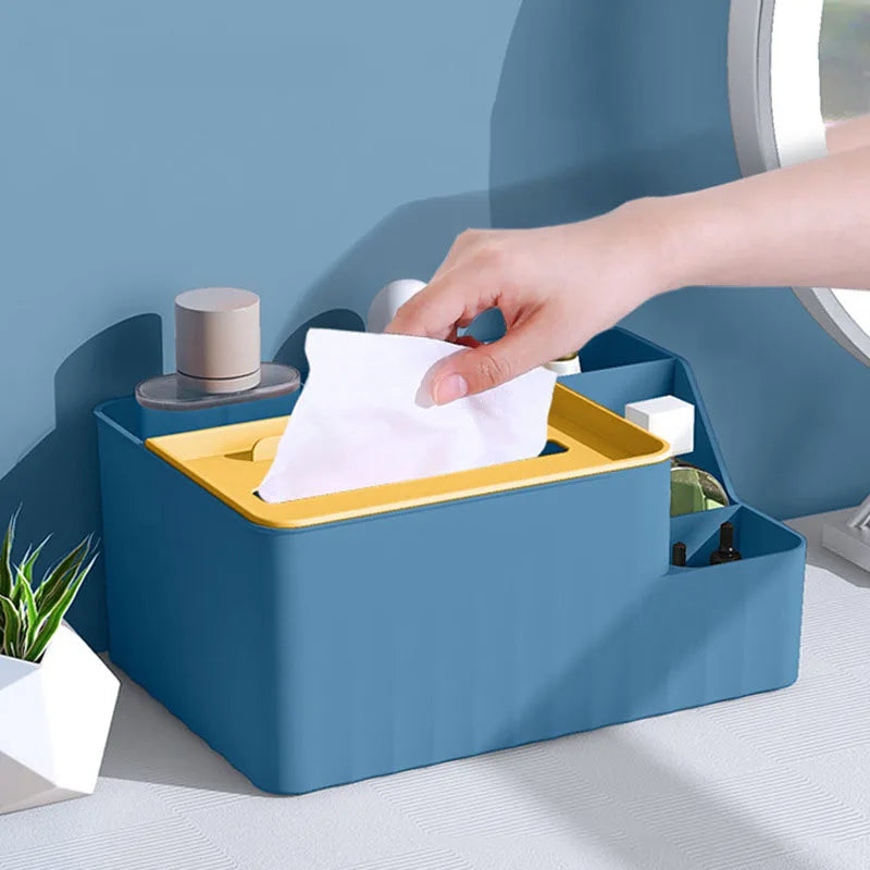 Stylish 6-Section Desk Organizer - Multifunctional Tissue Box & Remote Holder for Home & Office