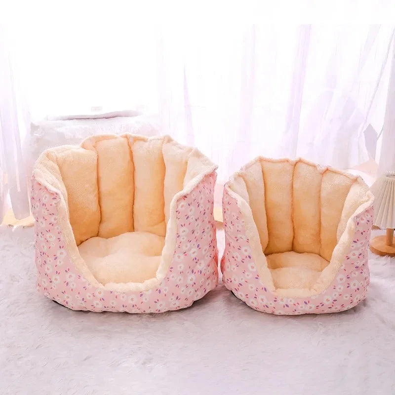 CozyPaws Winter Pet Bed - Warm Basket for Cats & Dogs, Soft Cushions for Puppies & Kittens