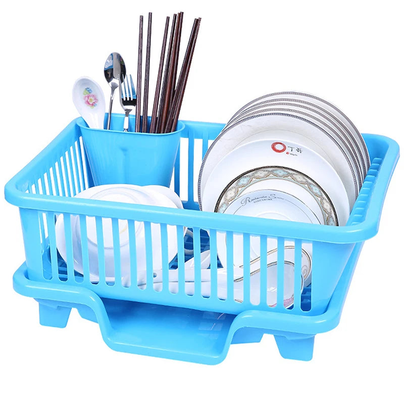 ShineBright Kitchen Drainage Rack - Space-Saving Utensil & Dish Organizer with Drainer Board for Effortless Drying