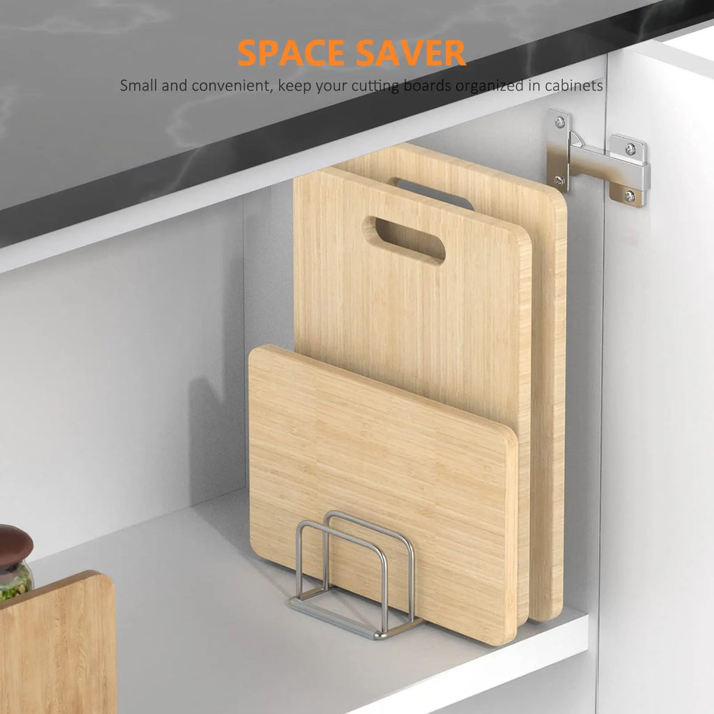 Steel Cookware Holder - 5-Slot Divided Rack for Skillets, Baking Trays & Chopping Boards