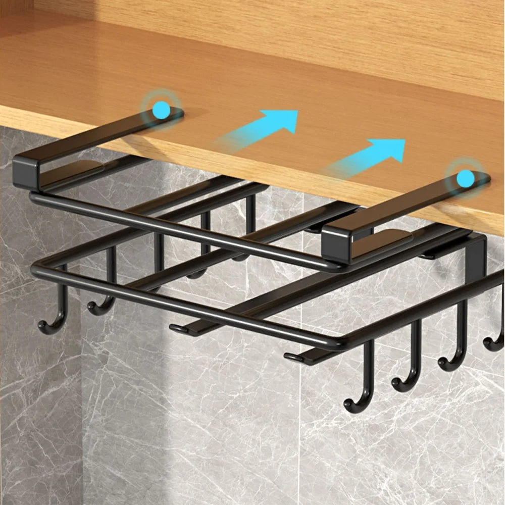 Kitchen Hanging Organizer Rack - Versatile Under-Cupboard Storage for Towels, Boards, and More!