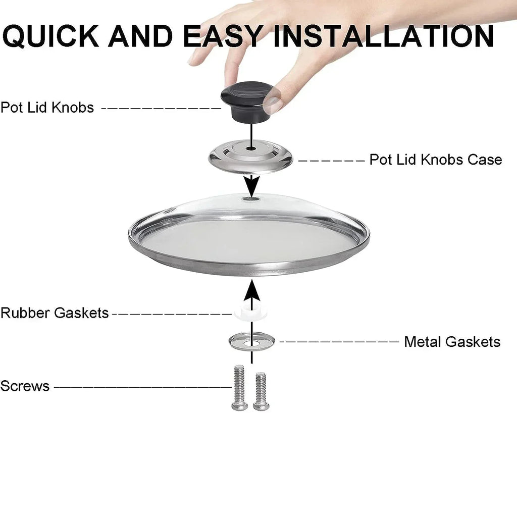Brilliant Kitchen Universal Pressure Cooker Knob Covers - 4 Durable, Interchangeable Glass Bottom Handle Accessories