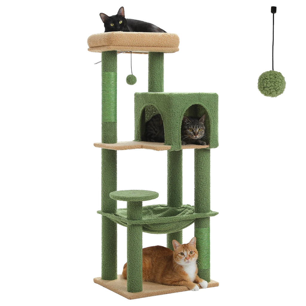 Purrfect Paws Multi-Level Cat Tree with Cozy Condo, Big Hammock & Sisal Scratching Posts for Happy Indoor Kittens