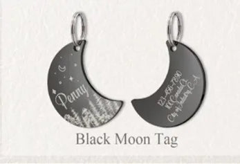 Personalized Moon Pet ID Tag – Stainless Steel Woods & Stars