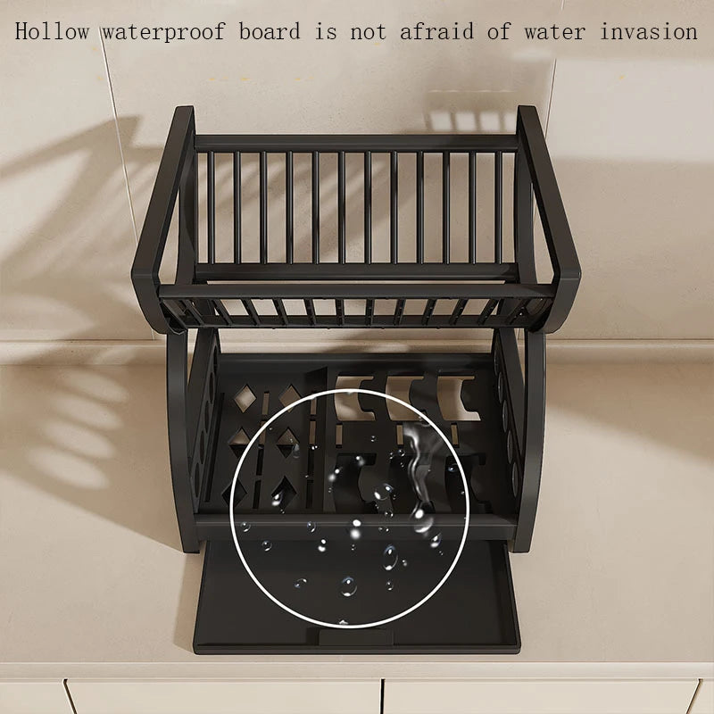 Double-Layer Kitchen Utensil Rack - Space-Saving Desktop Storage for Dishes