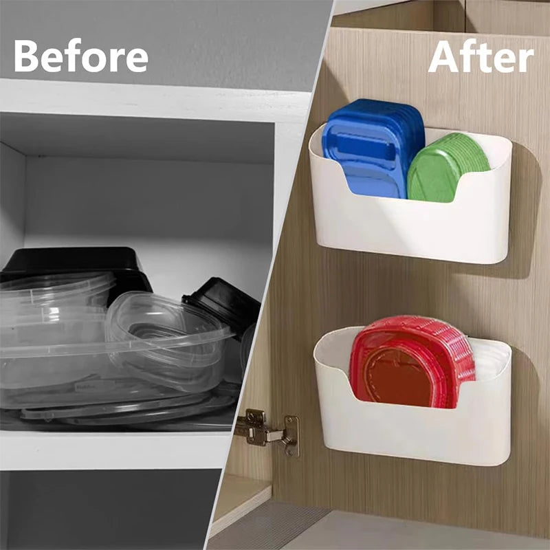 SmartSpace Kitchen Wall-Mounted Storage Rack - Multifunctional Adhesive Organizer for Cabinets, Drawers, and Bathrooms