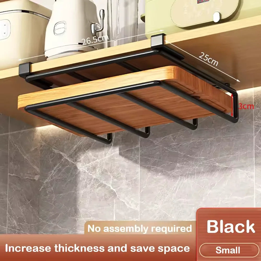 Kitchen Hanging Organizer Rack - Versatile Under-Cupboard Storage for Towels, Boards, and More!