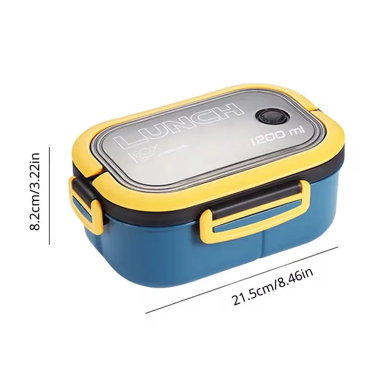 Portable Fruit & Food Storage Box - Double-Layer Lunch Container with Fork & Spoon for On-the-Go Freshness