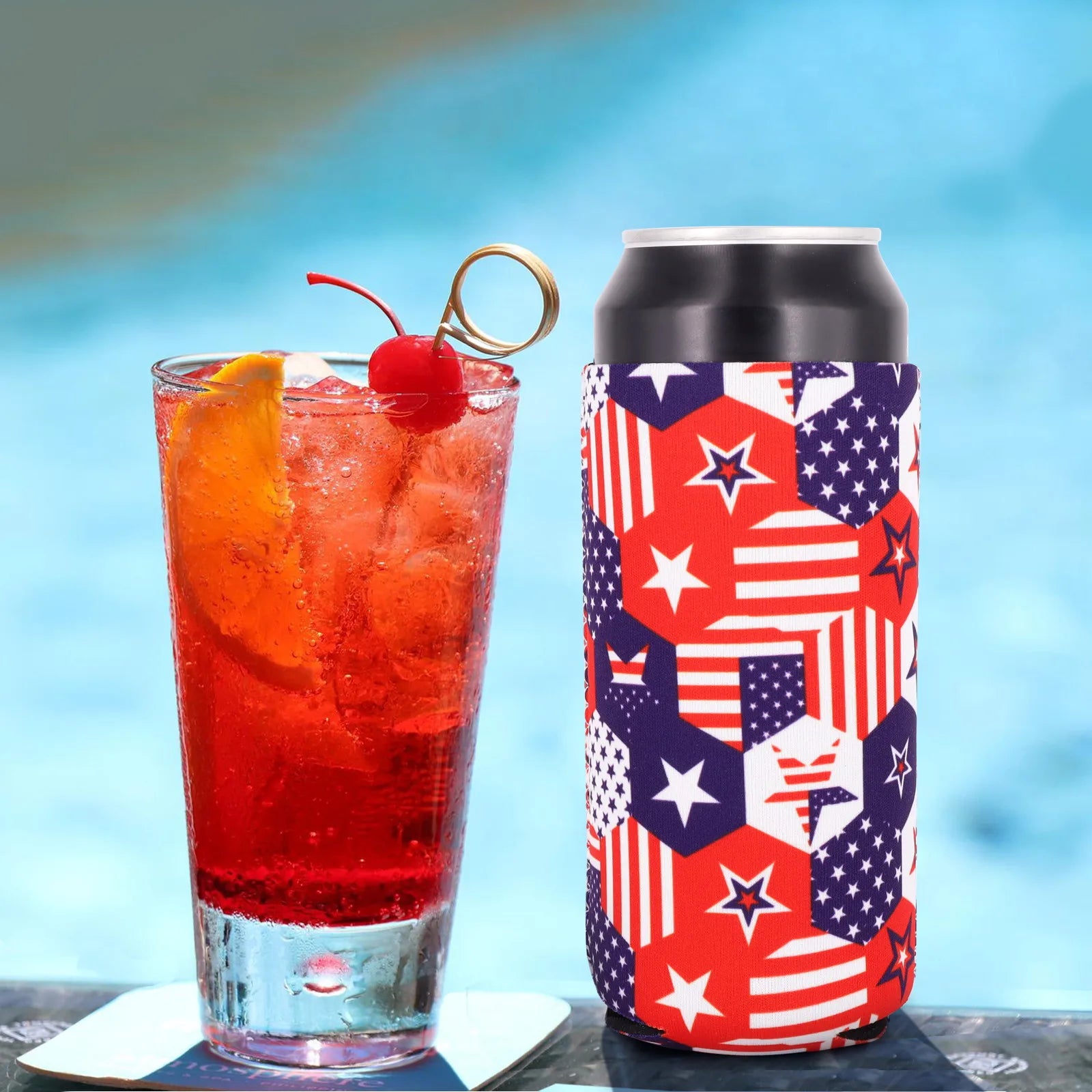 2Pcs Collapsible Neoprene Can Beer Cooler Sleeves Tall Energy/Beer Drink Coolies For 16oz Rockstar , Monster , 500ML beer bottle