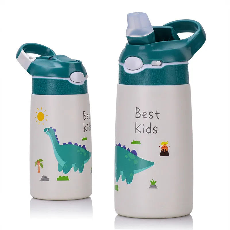 400ML Kids Thermos Water Bottle with Duck Billed Straw - Stainless Steel Vacuum Flask for Children