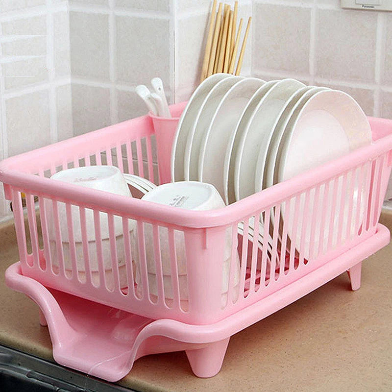 ShineBright Kitchen Drainage Rack - Space-Saving Utensil & Dish Organizer with Drainer Board for Effortless Drying