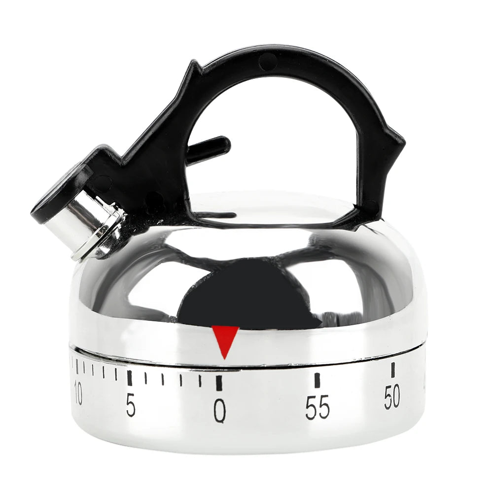 Kettle-Shaped Mechanical Countdown Timer – 60-Minute Cooking Reminder Tool