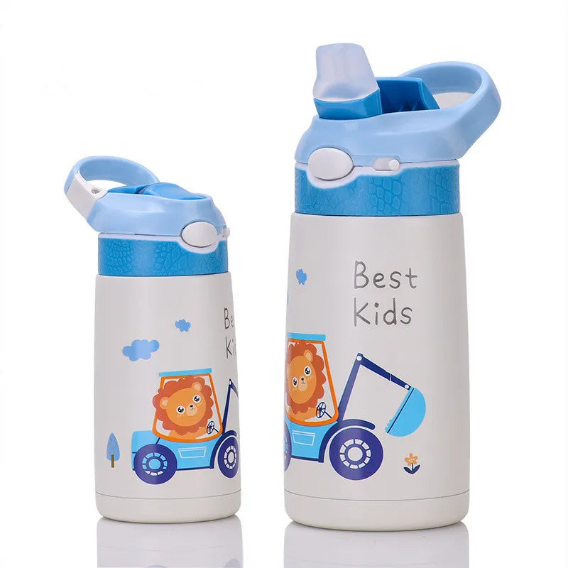 400ML Kids Thermos Water Bottle with Duck Billed Straw - Stainless Steel Vacuum Flask for Children