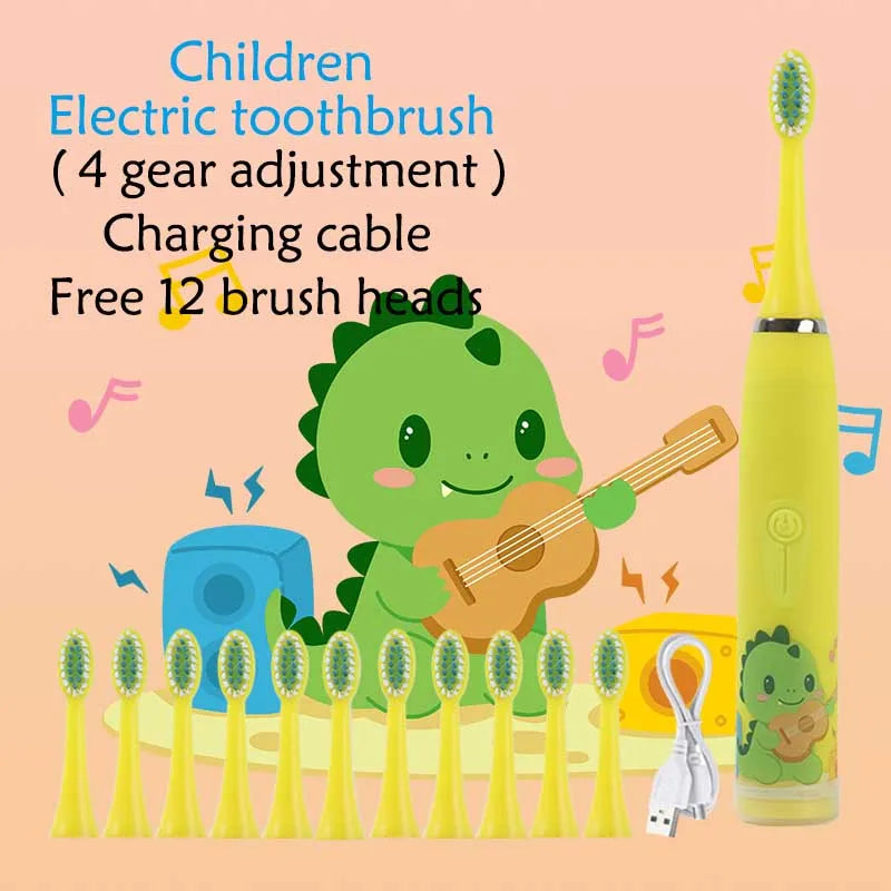 Kids Sonic Electric Toothbrush - Rechargeable Cartoon Design with Smart Timer & USB Charging for Whitening Teeth