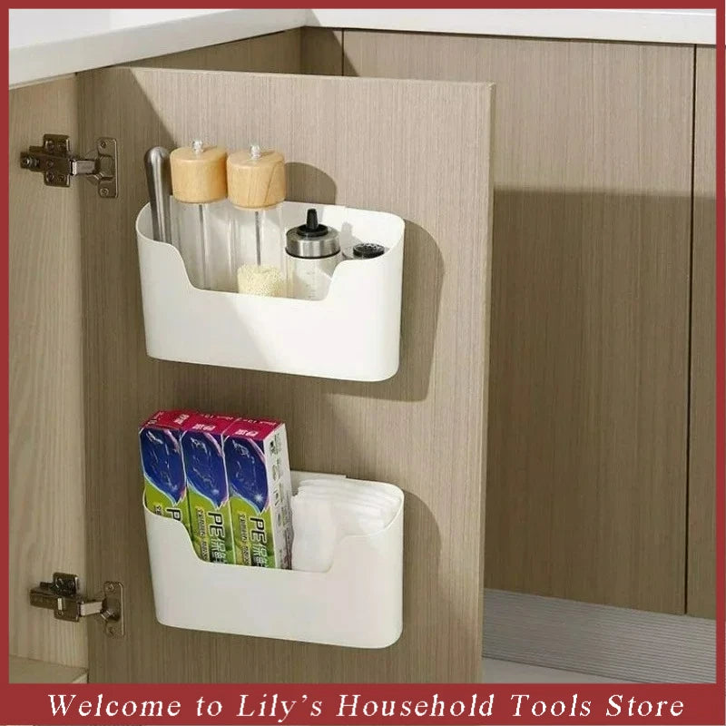 SmartSpace Kitchen Wall-Mounted Storage Rack - Multifunctional Adhesive Organizer for Cabinets, Drawers, and Bathrooms