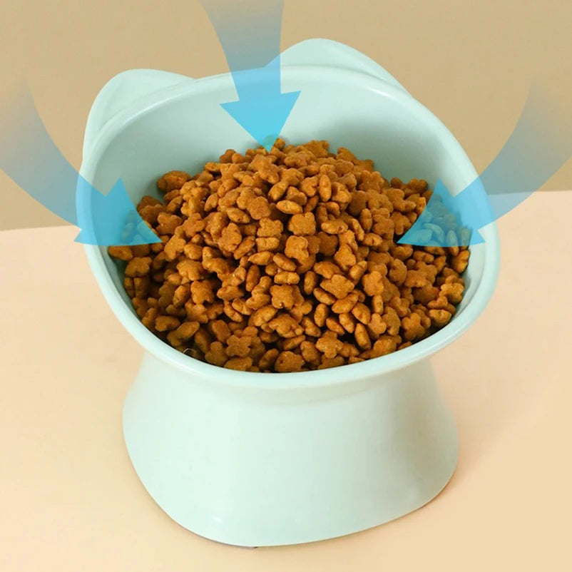 Brand Name Nordic Cat Bowl - Anti-Tip High-Leg Double-Ear Feeding Bowl for Cats - Square Mouth Design