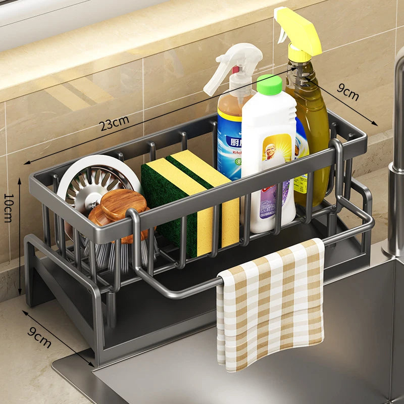 Spice Organizer Shelf with Drainage Rack - Tap-Mounted Kitchen Storage for Easy Access