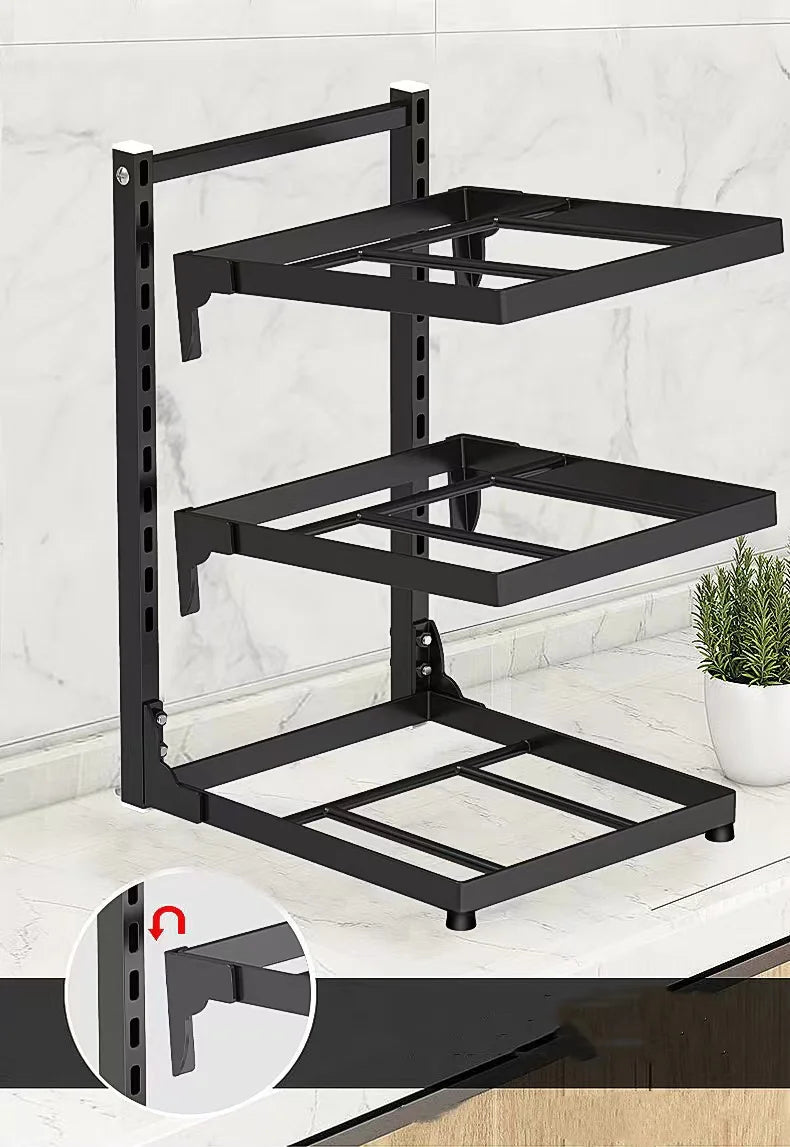 Space-Saving Kitchen Sink Storage Rack | Adjustable Multi-Layer Pot Organizer for Stovetop & Cabinets
