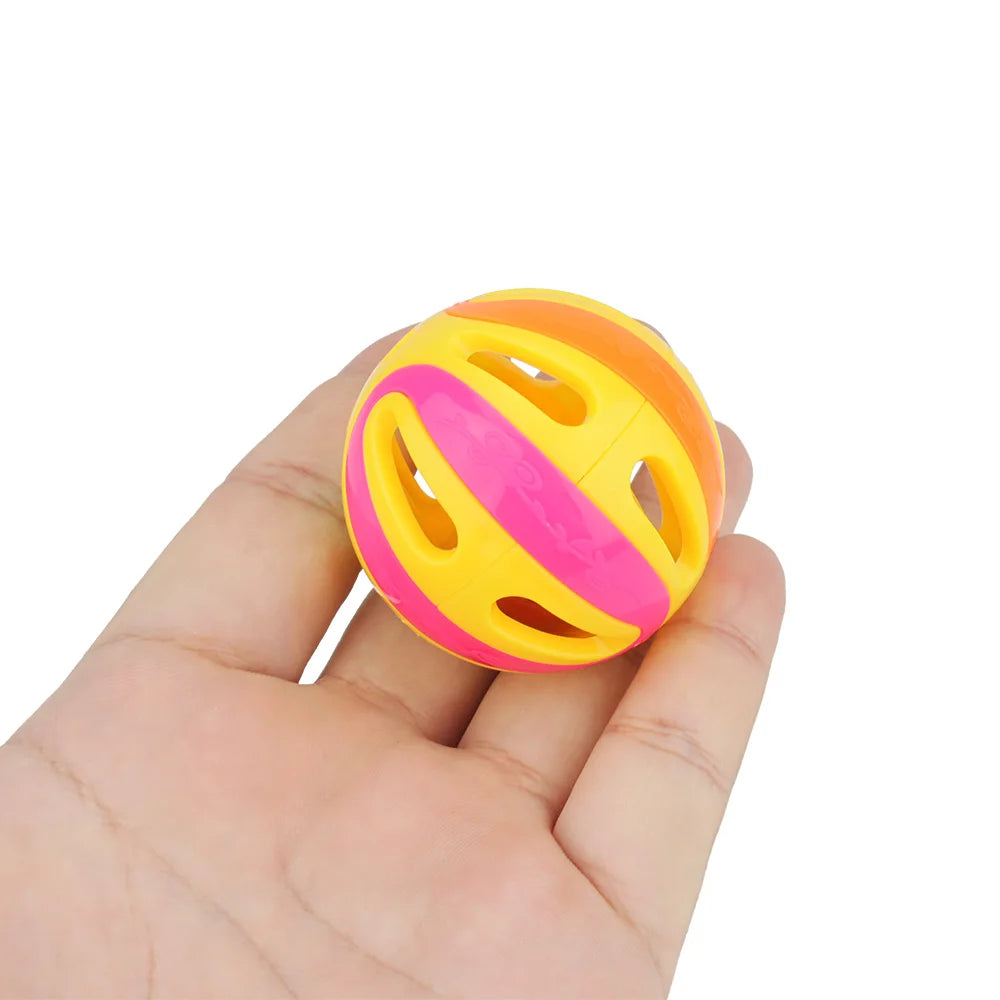 Colorful Cat Toy Balls - 6pcs Splicing Plastic Balls with Bells, 4.8cm for Playful Pets