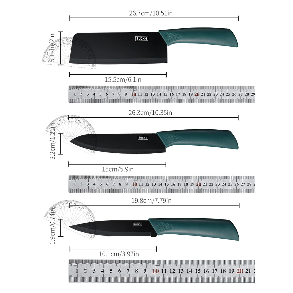 Precision Knife Set – Essential Utility, Chef & Fruit Knives with Protective Covers for Effortless Cutting