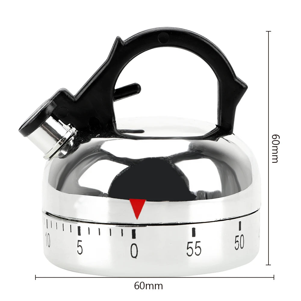 Kettle-Shaped Mechanical Countdown Timer – 60-Minute Cooking Reminder Tool