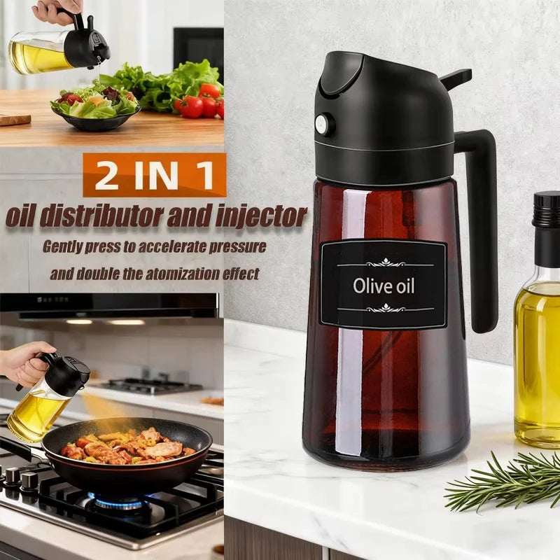 16oz Brown Glass Olive Oil Sprayer Dispenser, Leakproof