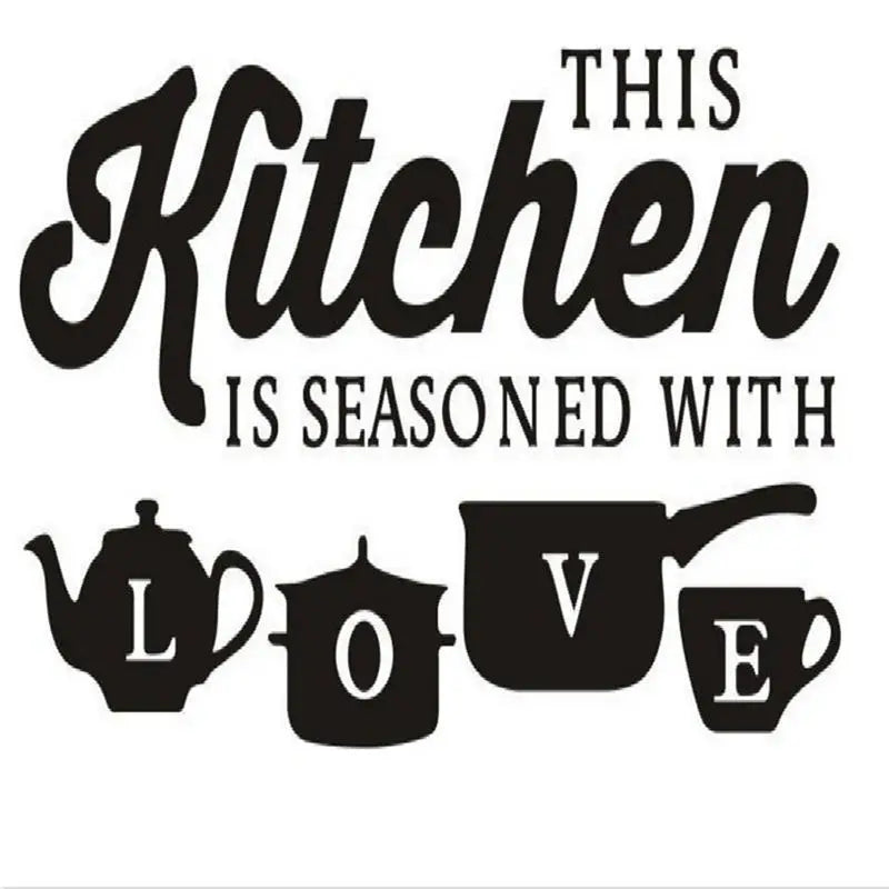 Kitchen Wall Stickers - Seasoned with Love Quotes for Inspirational Restaurant & Home Decor