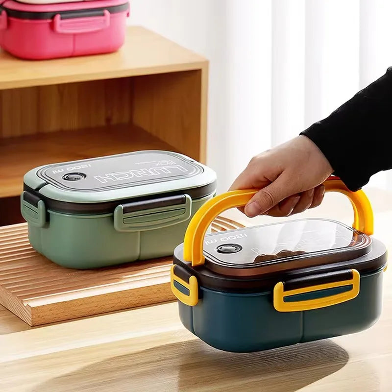 Portable Fruit & Food Storage Box - Double-Layer Lunch Container with Fork & Spoon for On-the-Go Freshness