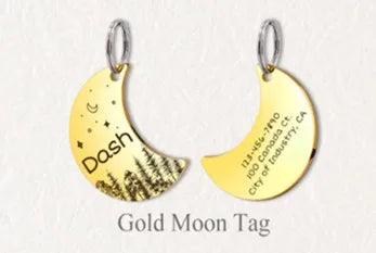 Personalized Moon Pet ID Tag – Stainless Steel Woods & Stars