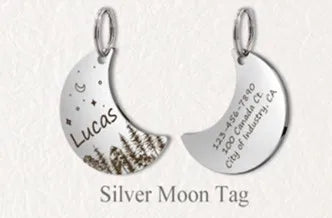 Personalized Moon Pet ID Tag – Stainless Steel Woods & Stars