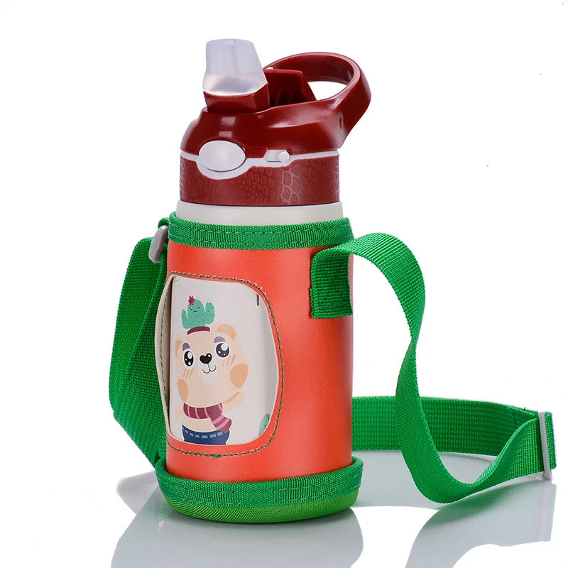 400ML Kids Thermos Water Bottle with Duck Billed Straw - Stainless Steel Vacuum Flask for Children