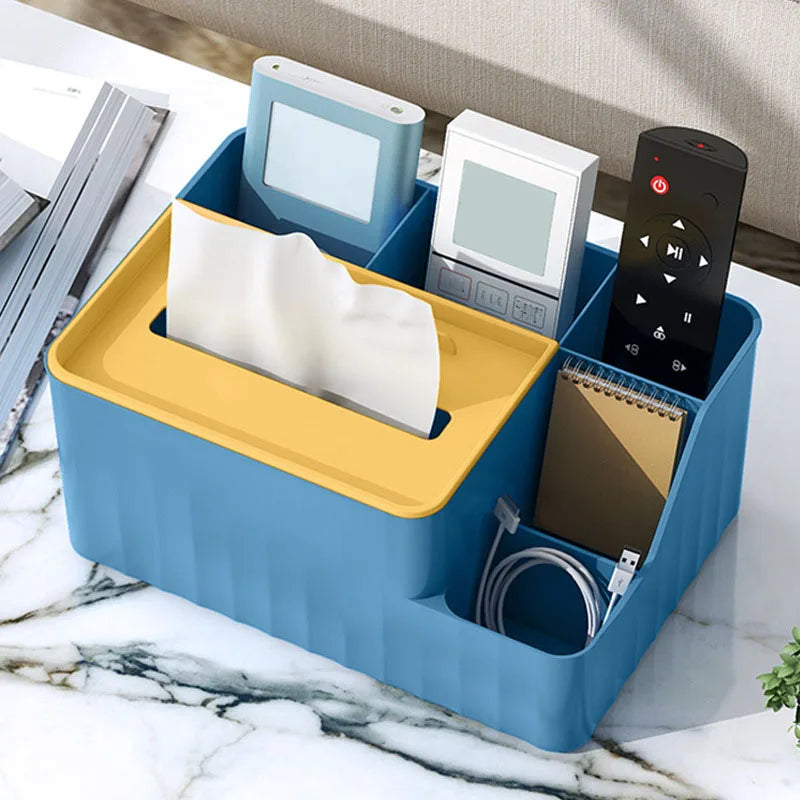 Stylish 6-Section Desk Organizer - Multifunctional Tissue Box & Remote Holder for Home & Office