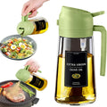 2-in-1 Olive Oil Sprayer & Dispenser - Premium Glass, 16oz with Stickers for Effortless Cooking