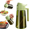Dark Green Glass Oil Dispenser - 470ML Light-Blocking 2-in-1 Olive Oil Sprayer for Effortless Cooking