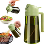 Dark Green Glass Oil Dispenser - 470ML Light-Blocking 2-in-1 Olive Oil Sprayer for Effortless Cooking