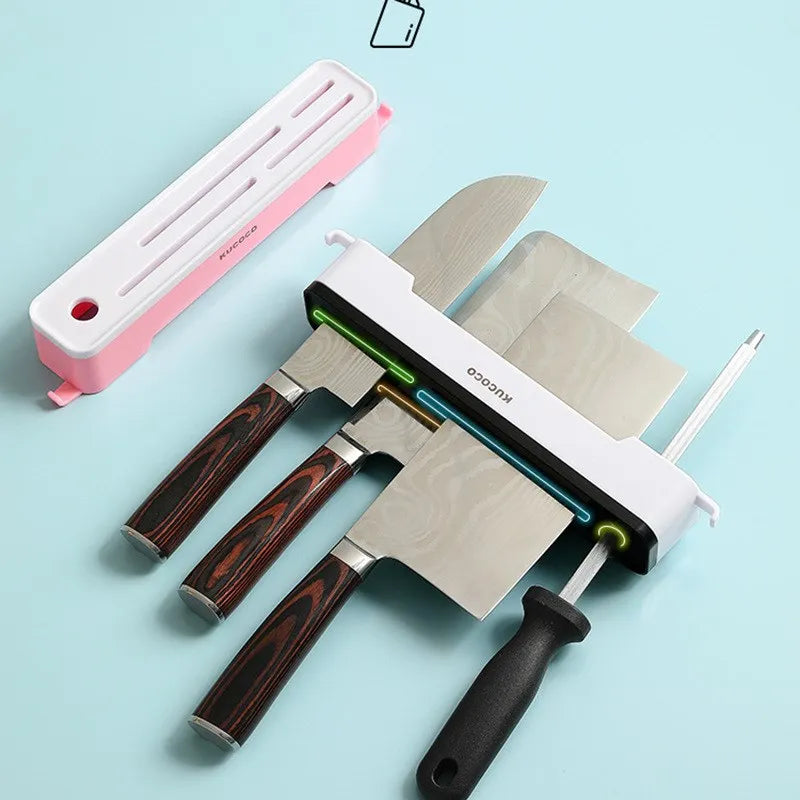 ChefMaster Wall-Mounted Kitchen Knife Holder - Multifunctional Cutlery Organizer for Space-Saving Storage