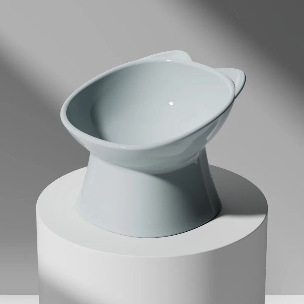 Brand Name Nordic Cat Bowl - Anti-Tip High-Leg Double-Ear Feeding Bowl for Cats - Square Mouth Design