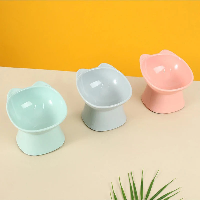 Brand Name Nordic Cat Bowl - Anti-Tip High-Leg Double-Ear Feeding Bowl for Cats - Square Mouth Design