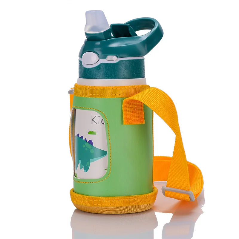 400ML Kids Thermos Water Bottle with Duck Billed Straw - Stainless Steel Vacuum Flask for Children