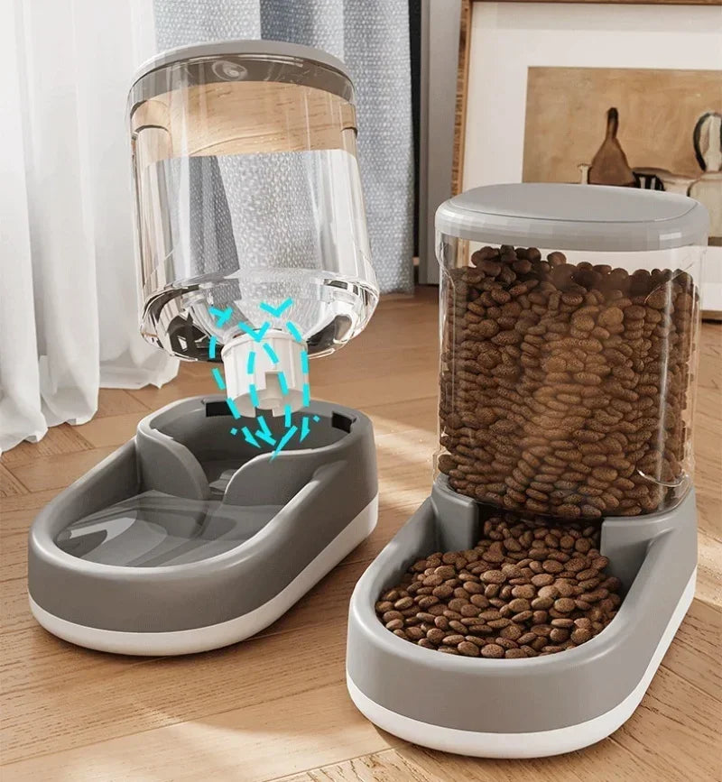 Automatic Pet Water & Food Dispenser - Effortless Gravity Flow Feeder for Happy Cats & Dogs