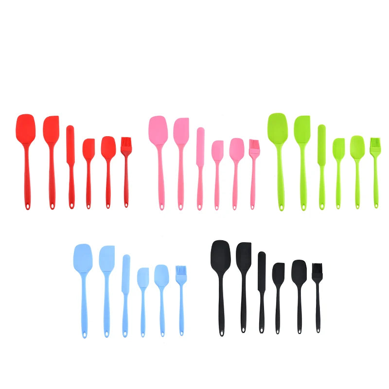 Silicone Kitchenware Set by - 6-Piece Cream Baking Tools with Scraper, Spatula & Oil Brush