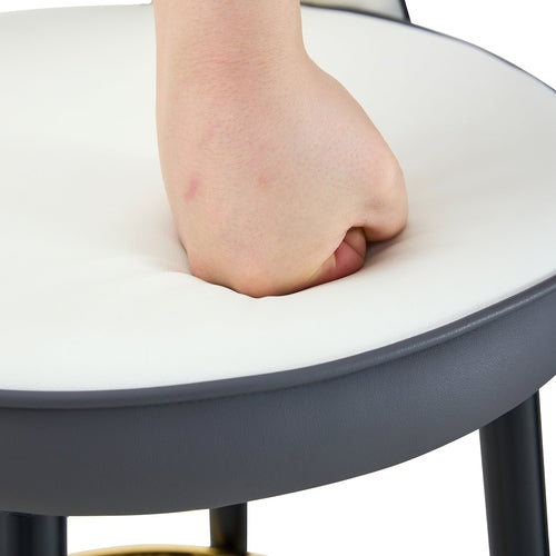 Modern PU Upholstered Bar Chair in White and Dark Gray - Stylish Spliced Design for Home or Commercial Use