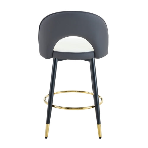 Modern PU Upholstered Bar Chair in White and Dark Gray - Stylish Spliced Design for Home or Commercial Use